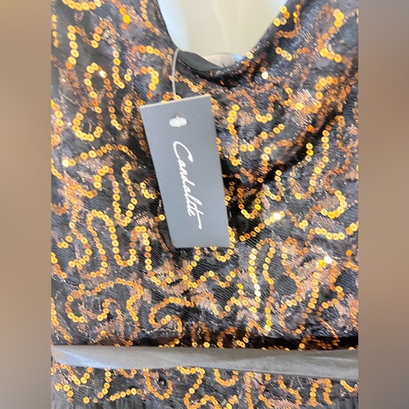 Candalite Black and Gold Sequin Fit and flare formal XL NEW Women's Dress - Picture 9 of 12